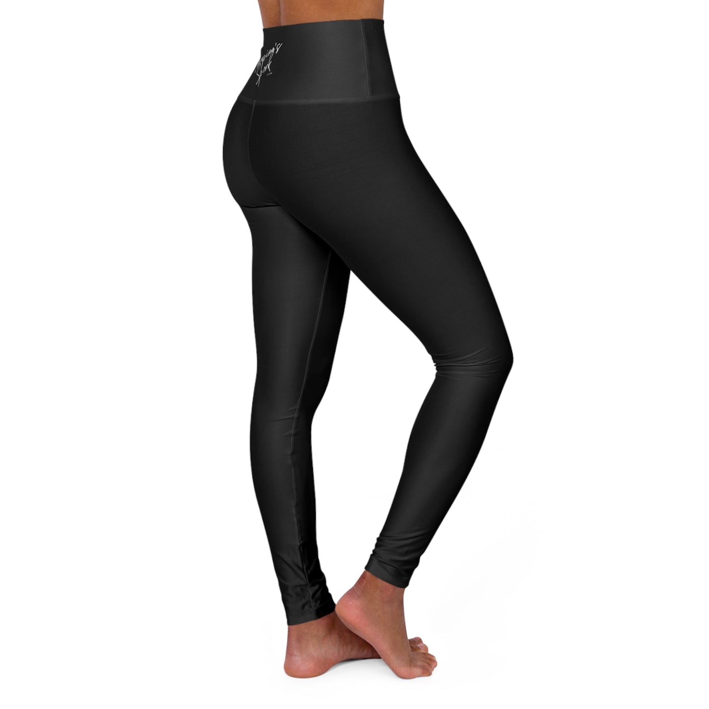 Black High Waisted Yoga Leggings | All-Over Print Athletic Leggings