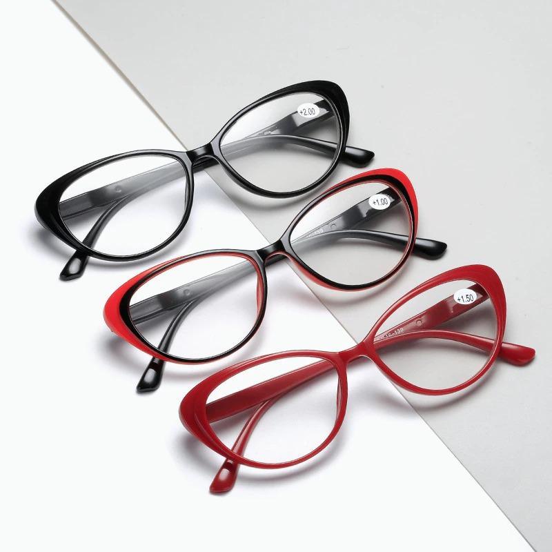 Anti-blue Light Coated Lenses Luxury Red Black Fashion Cat Eye Glasses For Women Reading Glasses & Men Computer Cateye Blue Light Blocking Reading Glasses