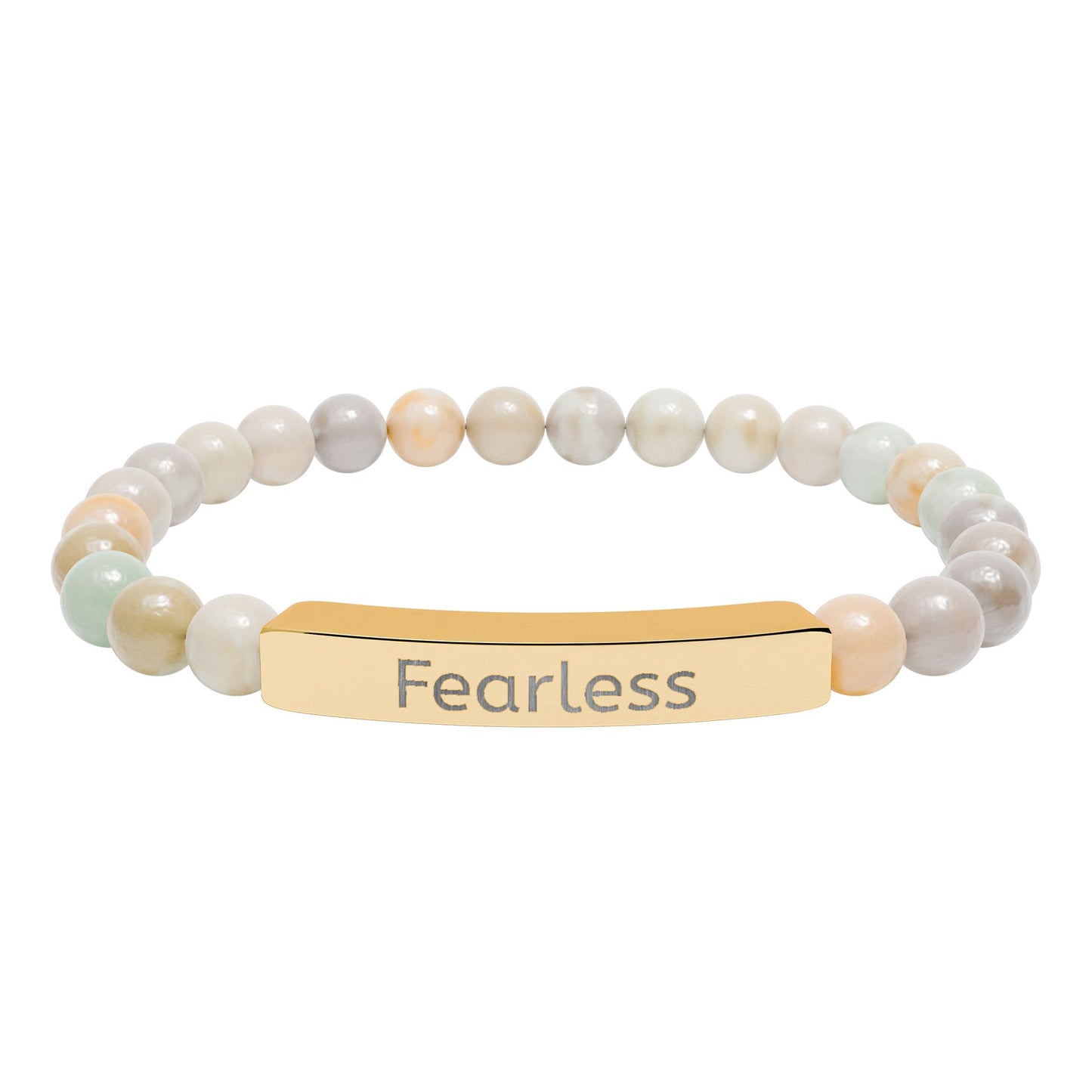 Engraved 'Fearless' Natural Stone Bar Bracelet