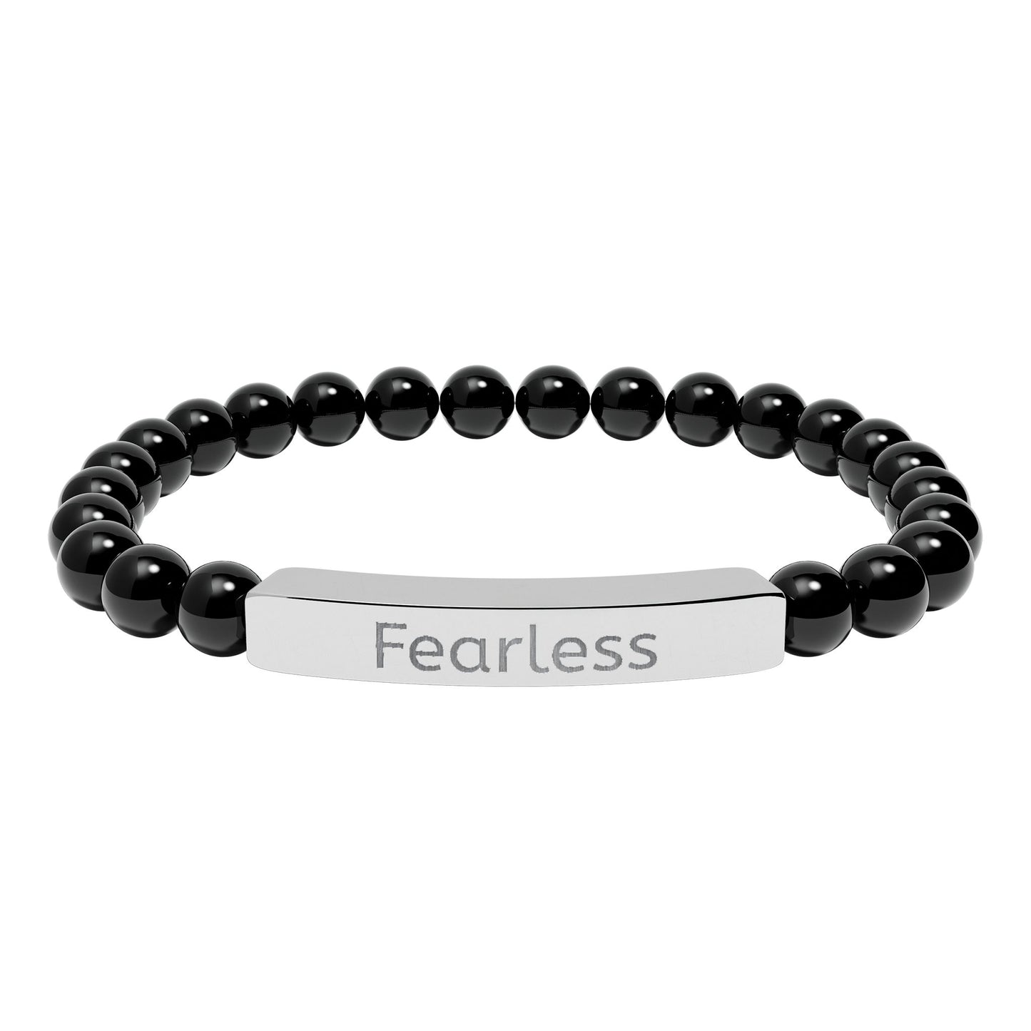 Engraved 'Fearless' Natural Stone Bar Bracelet