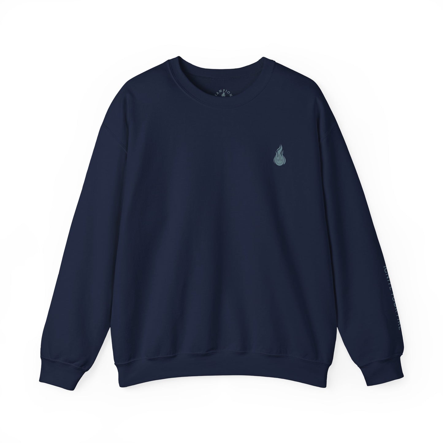 Champion's Spark Crewneck Sweatshirt | scripted back text, flame chest logo