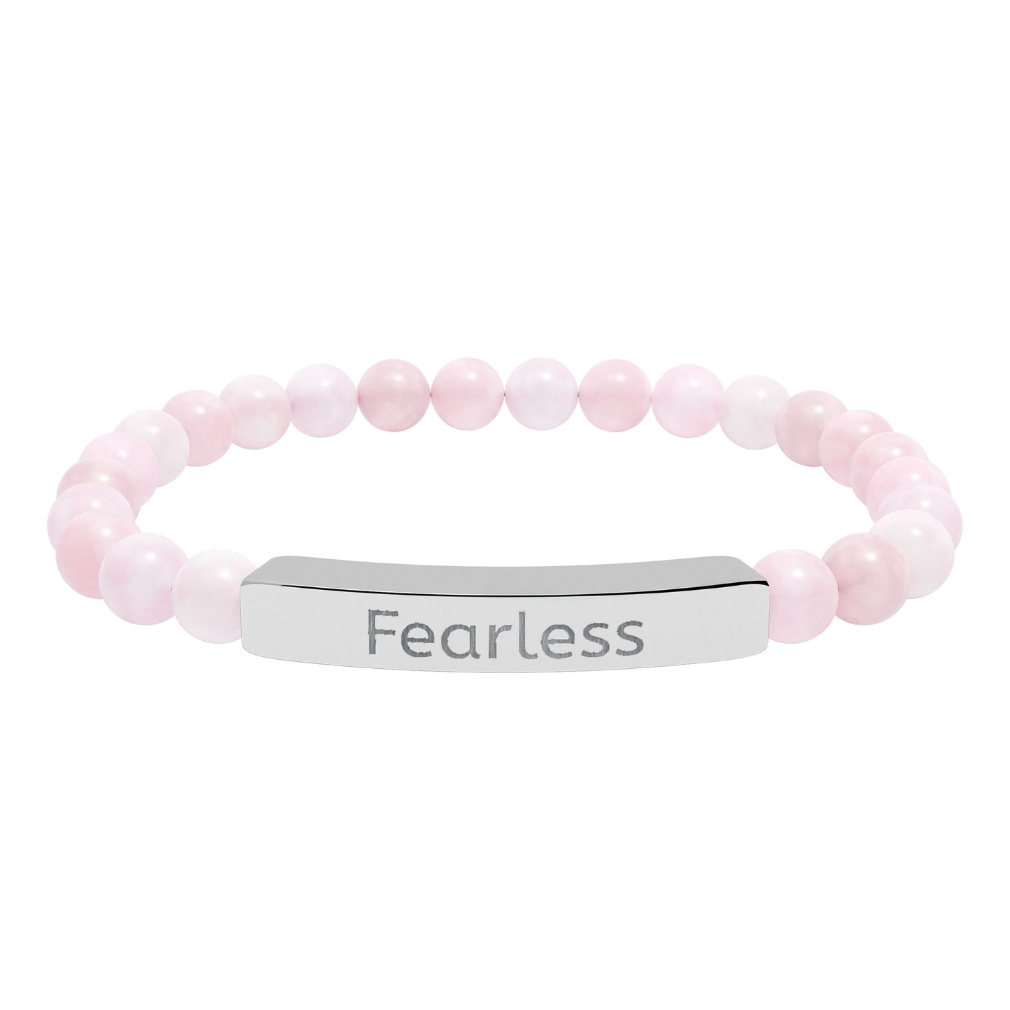 Engraved 'Fearless' Natural Stone Bar Bracelet