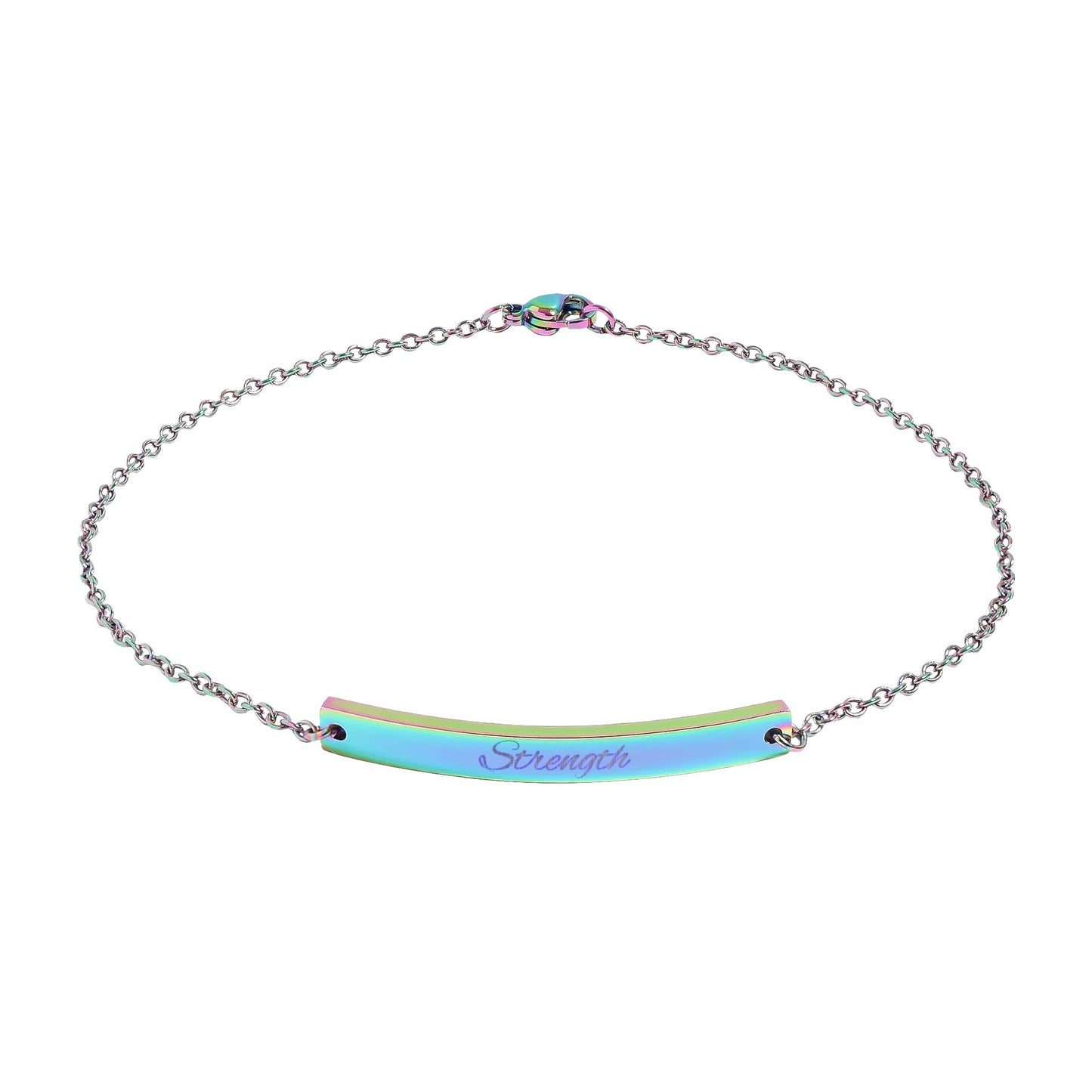 Engravable Curved Bar Anklet — Personalized Minimalist Chain Anklet (Rose Gold & Black)
