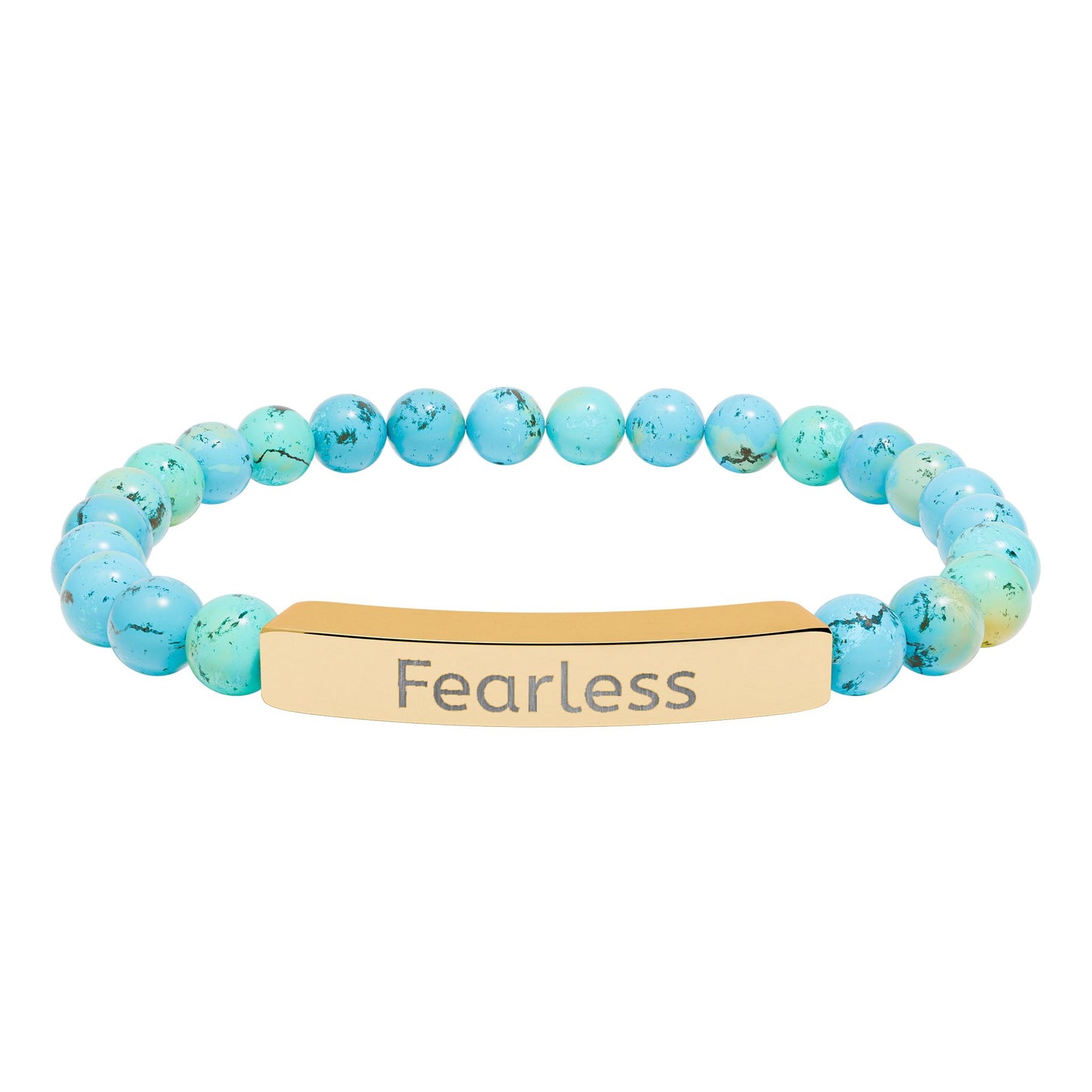 Engraved 'Fearless' Natural Stone Bar Bracelet