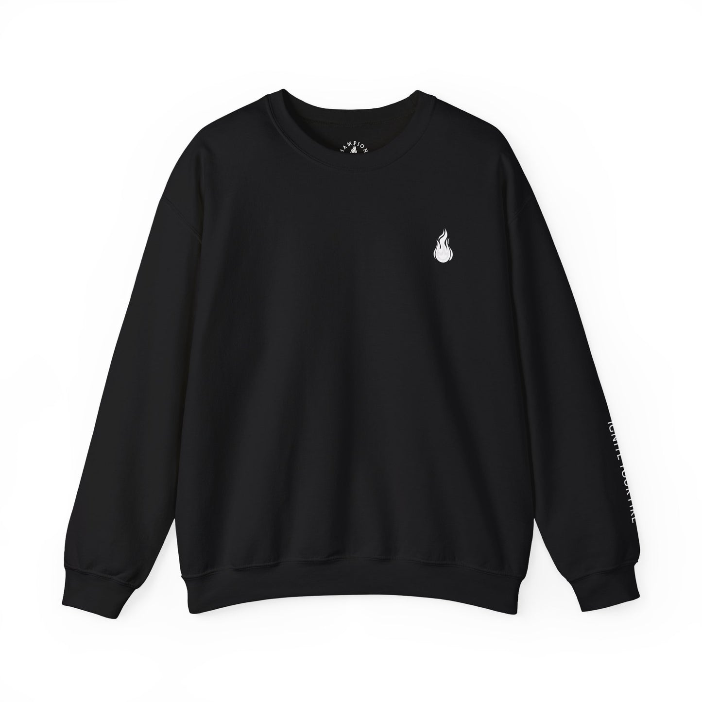 Champion's Spark Crewneck Sweatshirt | scripted back text, flame chest logo