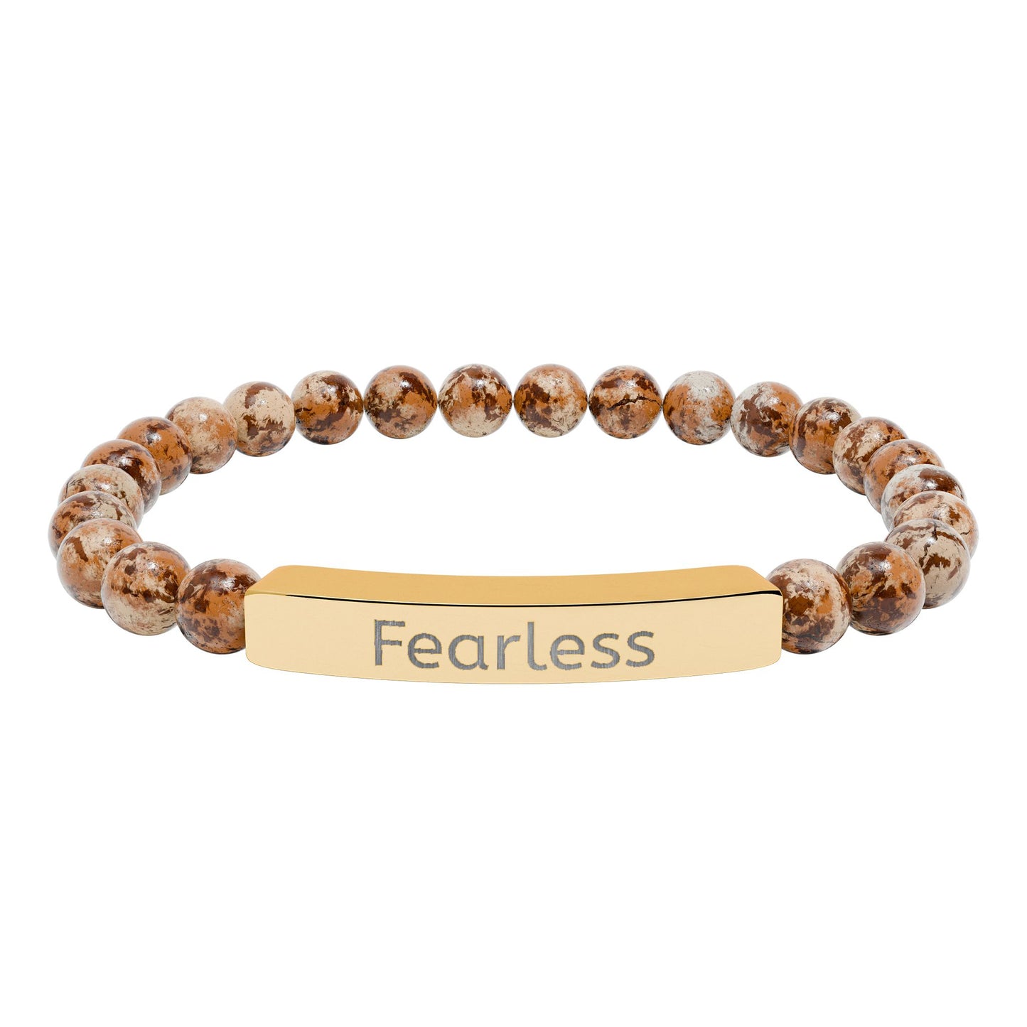 Engraved 'Fearless' Natural Stone Bar Bracelet