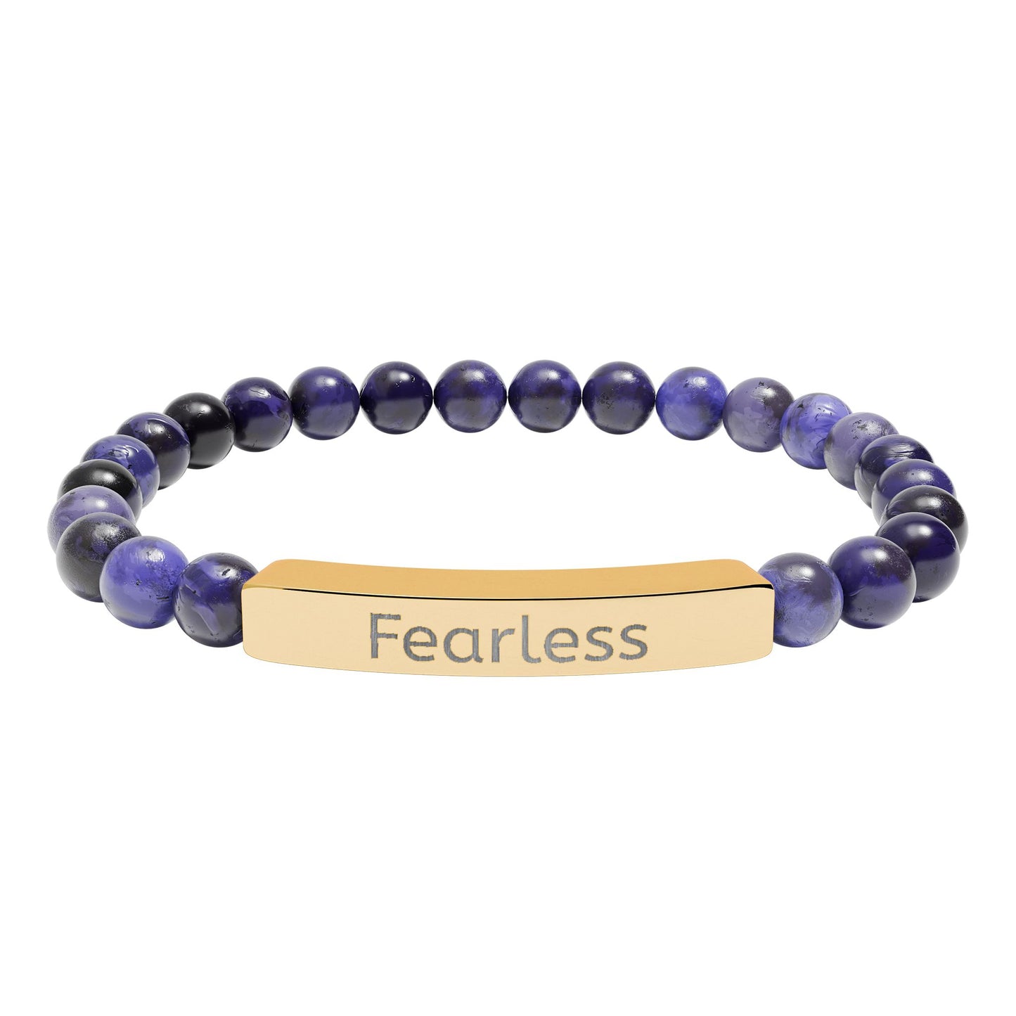 Engraved 'Fearless' Natural Stone Bar Bracelet