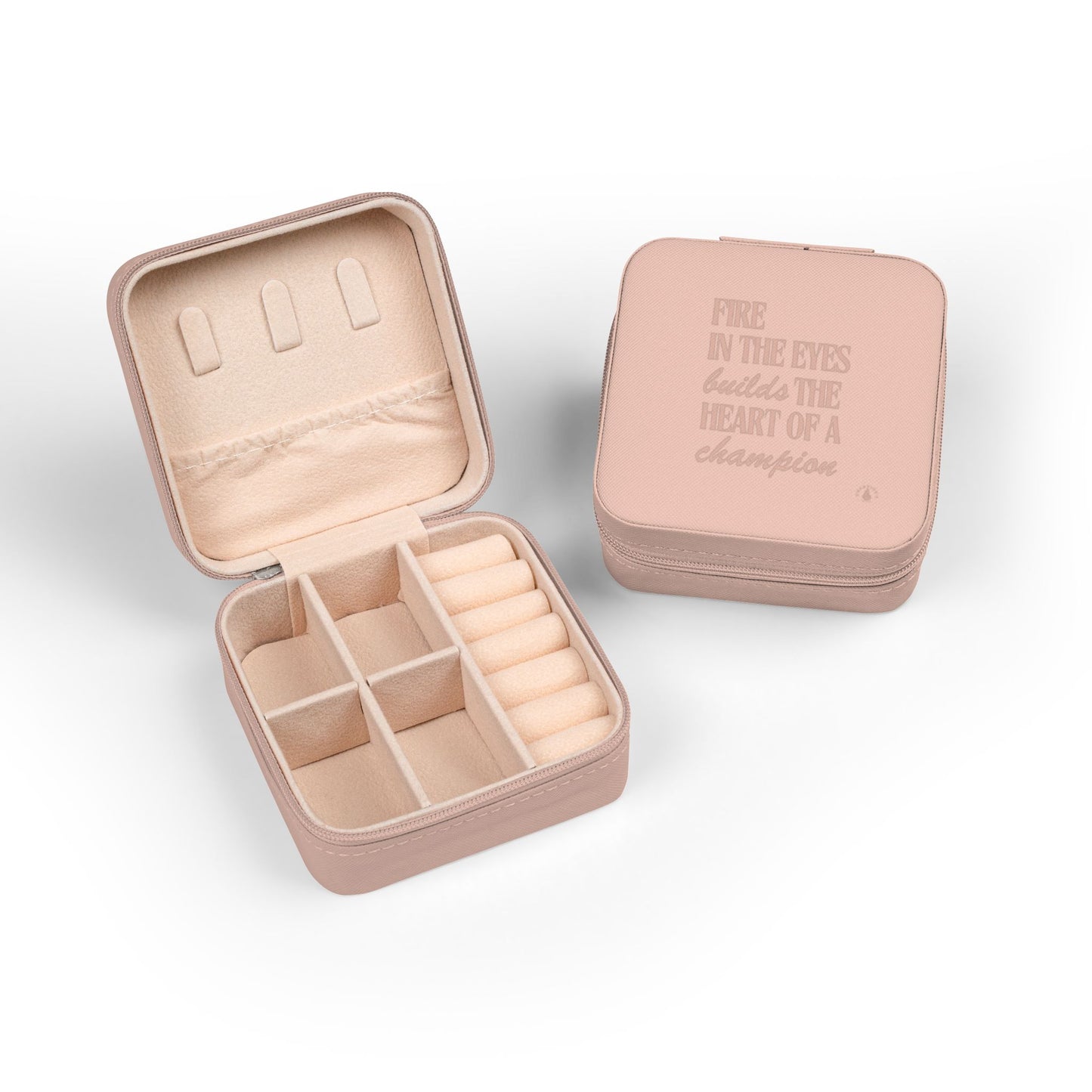 Pink Motivational Quote Jewelry Travel Case | Compact Ring Earring Organizer