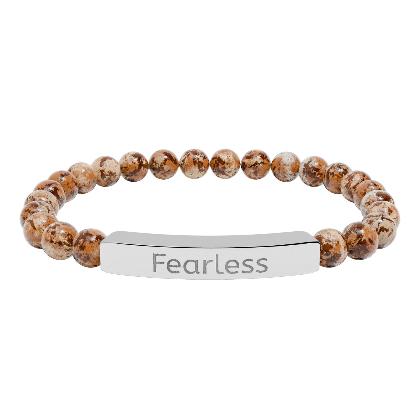 Engraved 'Fearless' Natural Stone Bar Bracelet