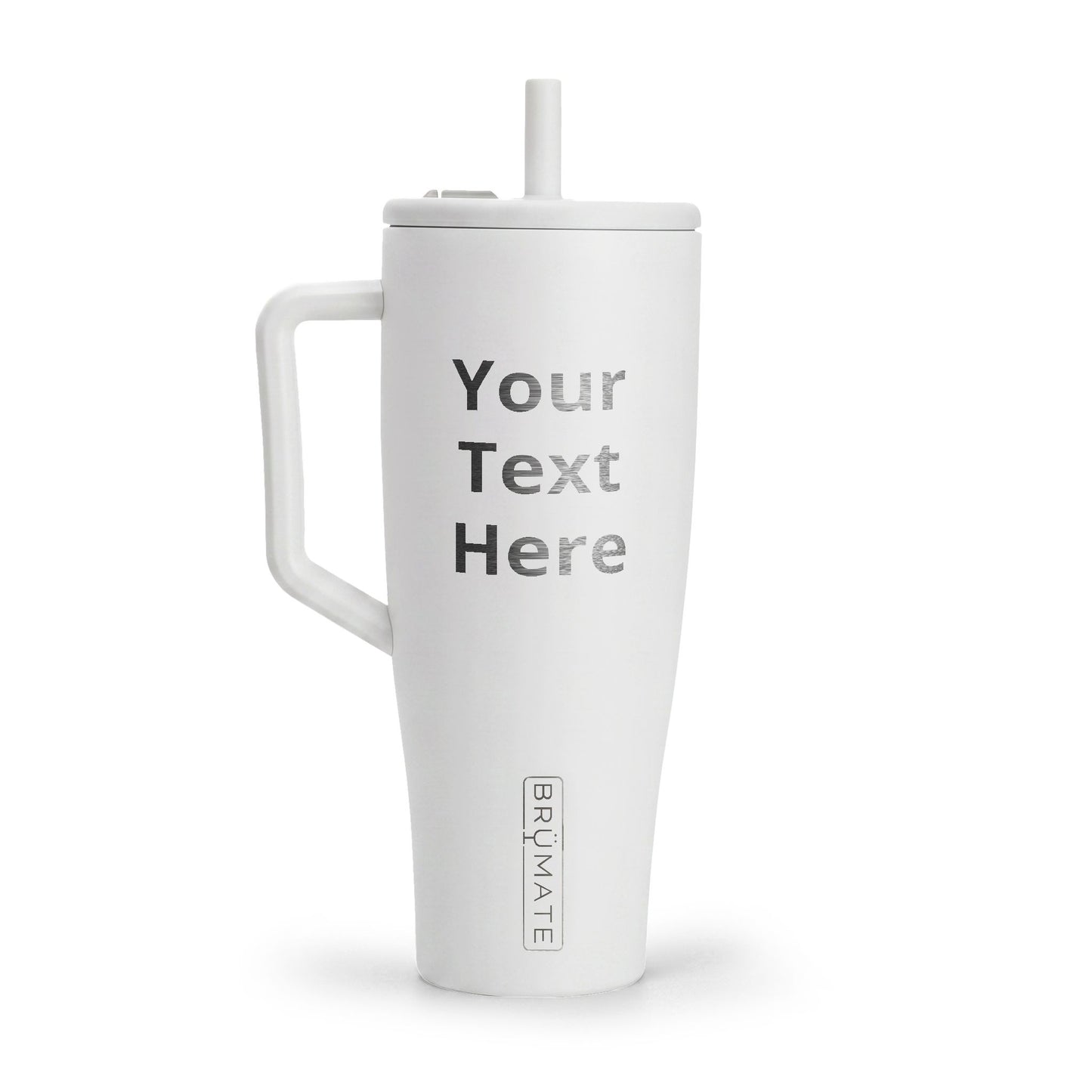 40oz Insulated Tumbler with Handle & Lid — Custom Engraved Text