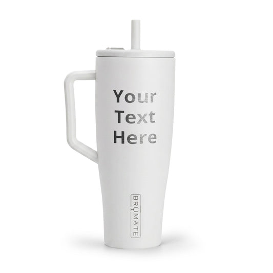 40oz Insulated Tumbler with Handle & Lid — Custom Engraved Text