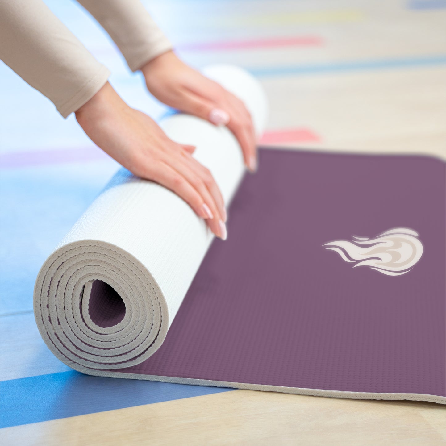 Yoga Mat — "Fire in the Eyes Builds the Heart of a Champion" Motivational Foam Yoga Mat