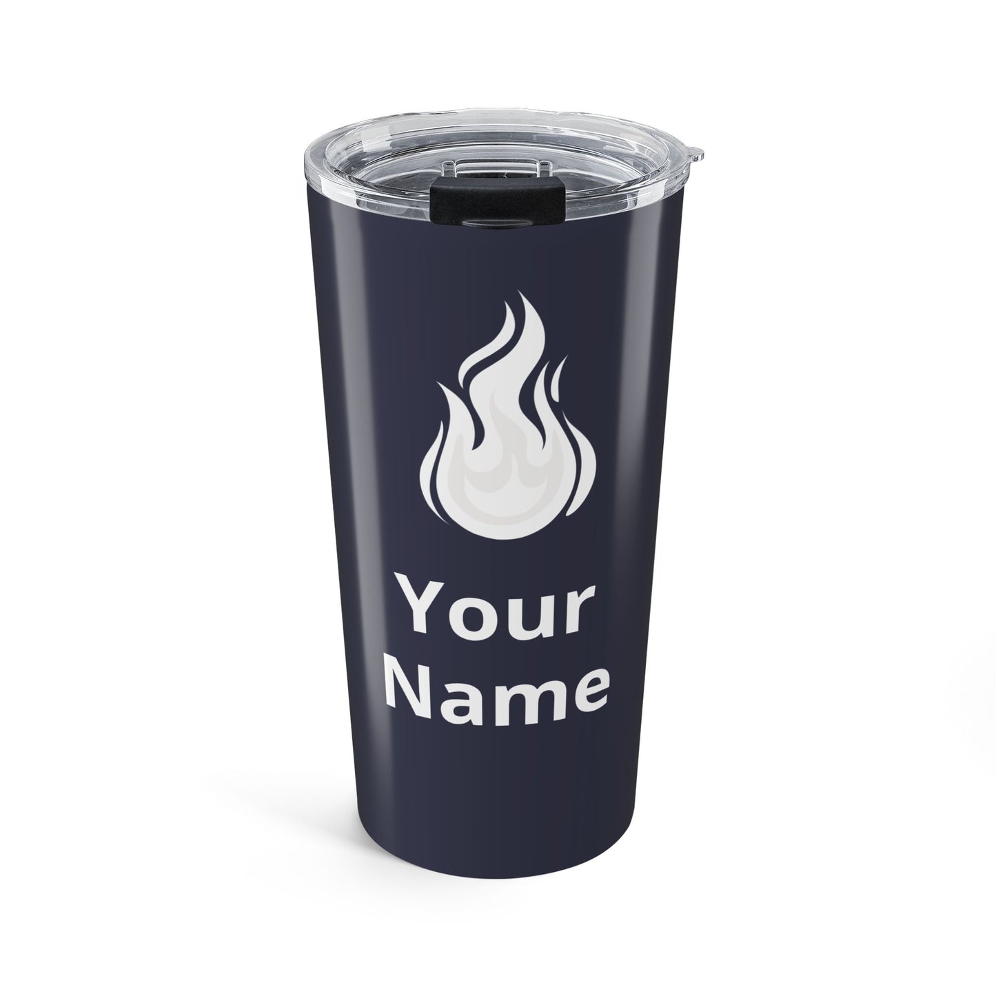 Custom Name 20oz Tumbler — Personalized Flame Logo Insulated Travel Cup