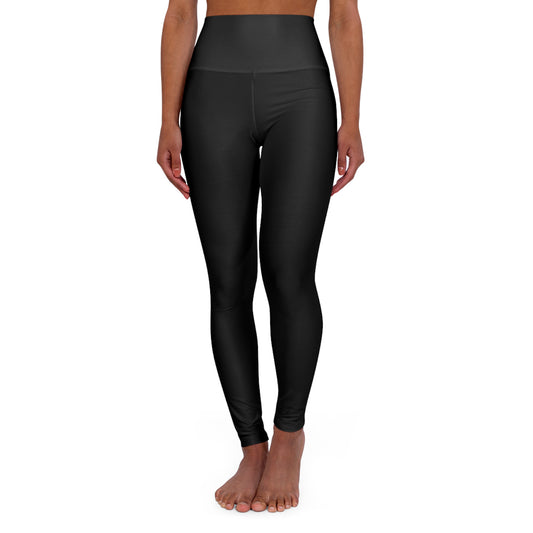 Black High Waisted Yoga Leggings | All-Over Print Athletic Leggings