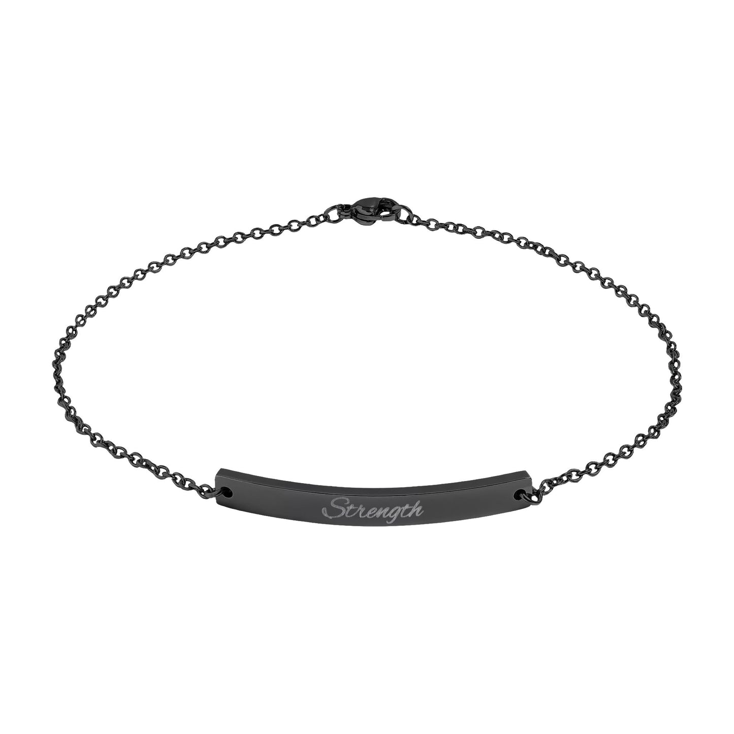 Engravable Curved Bar Anklet — Personalized Minimalist Chain Anklet (Rose Gold & Black)