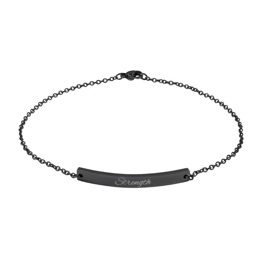 Engravable Curved Bar Anklet — Personalized Minimalist Chain Anklet (Rose Gold & Black)