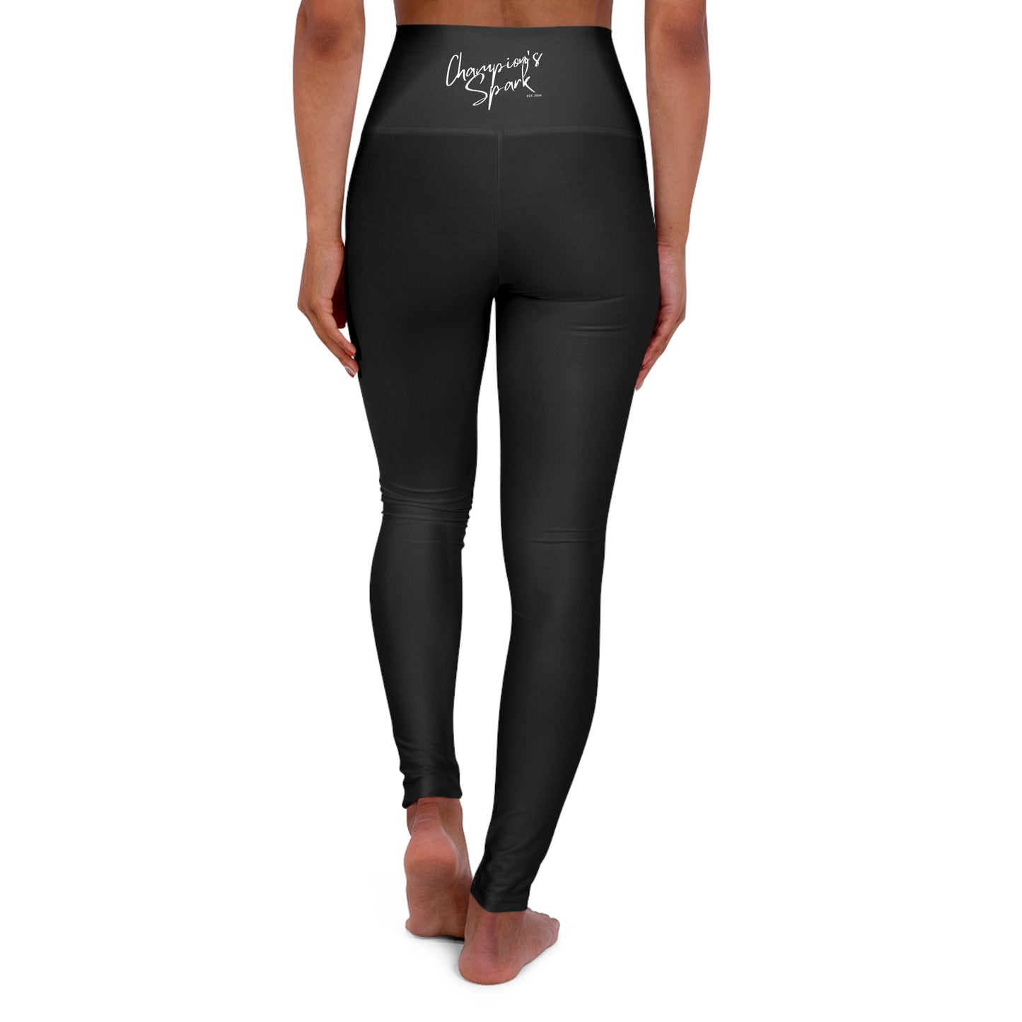 Black High Waisted Yoga Leggings | All-Over Print Athletic Leggings