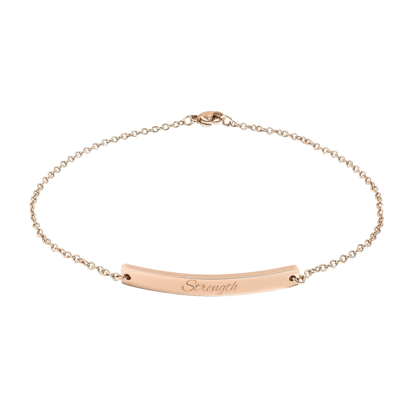 Engravable Curved Bar Anklet — Personalized Minimalist Chain Anklet (Rose Gold & Black)
