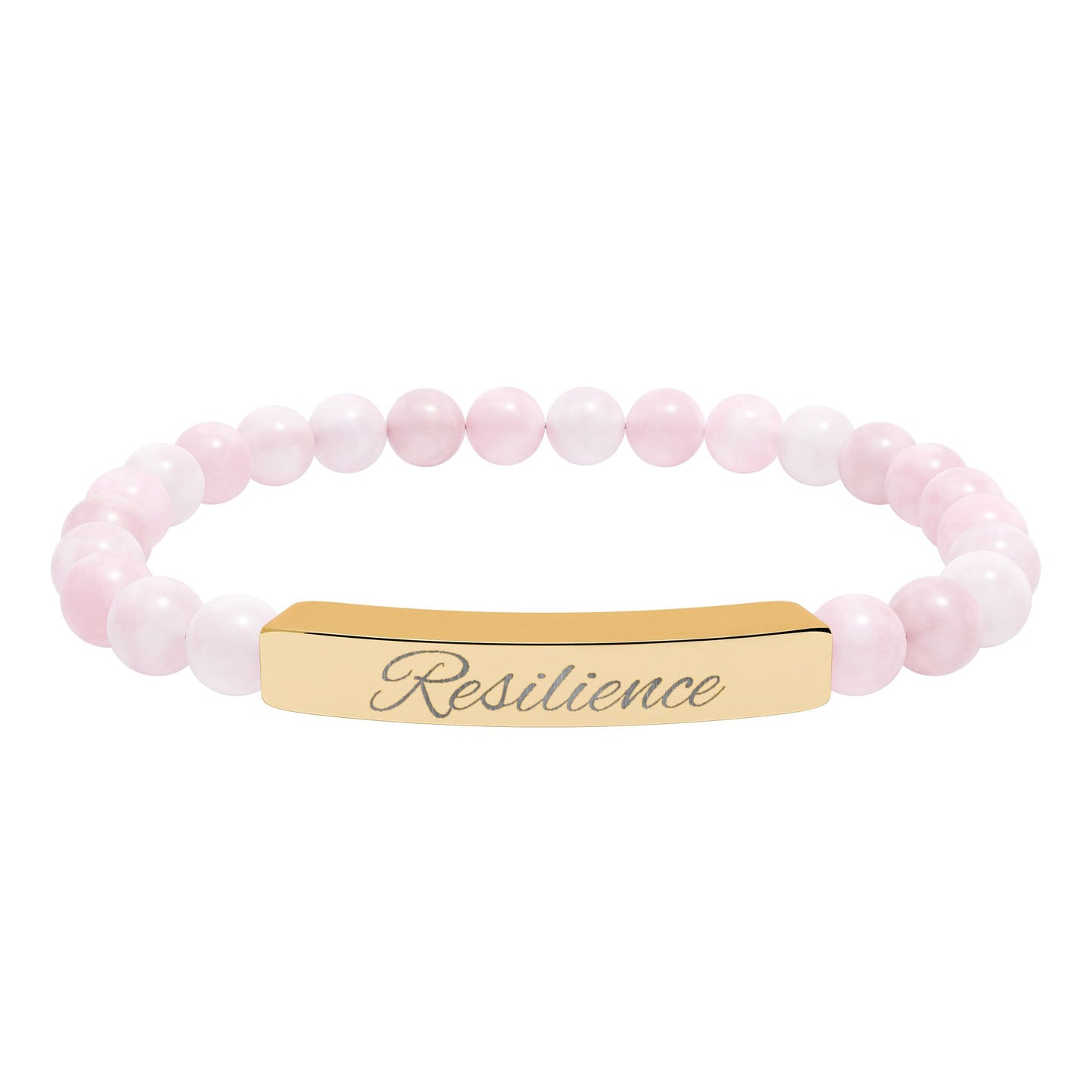 Engraved Natural Stone Stretch Bar Bracelet — Personalized Healing Bead Bracelet