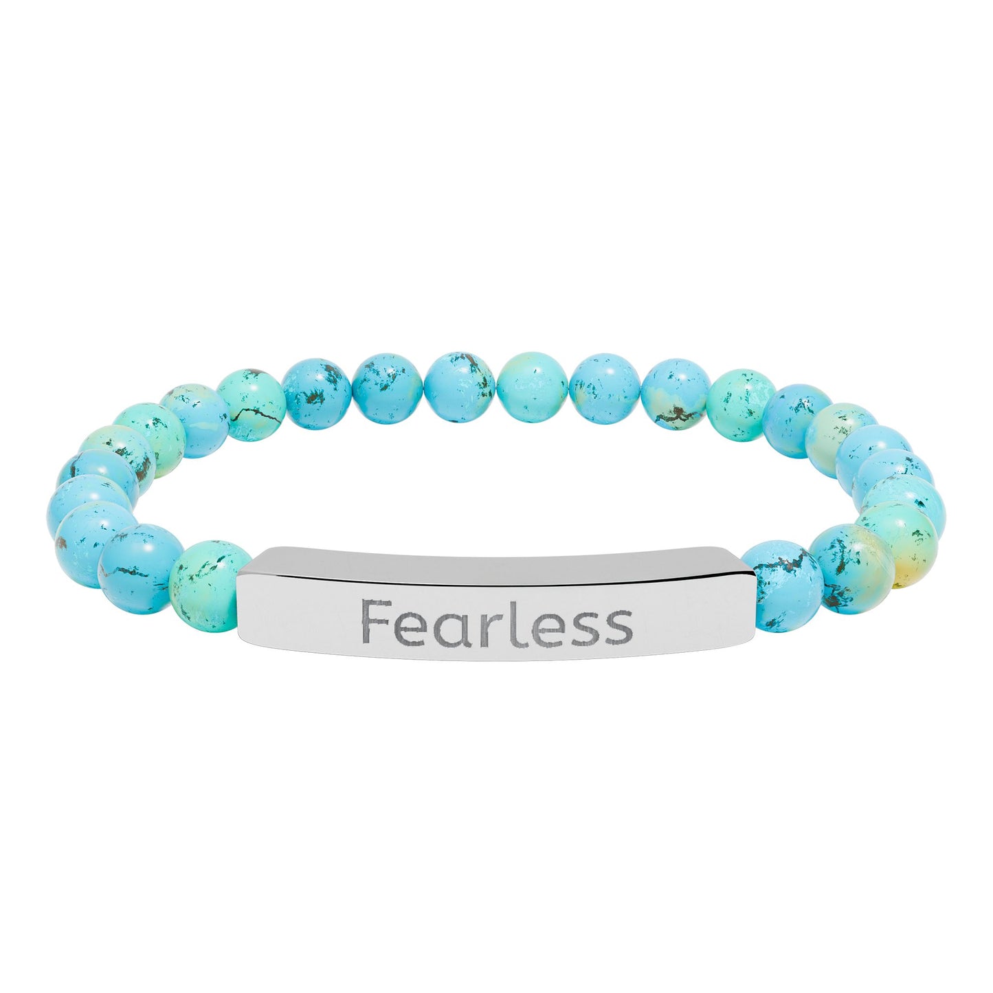 Engraved 'Fearless' Natural Stone Bar Bracelet