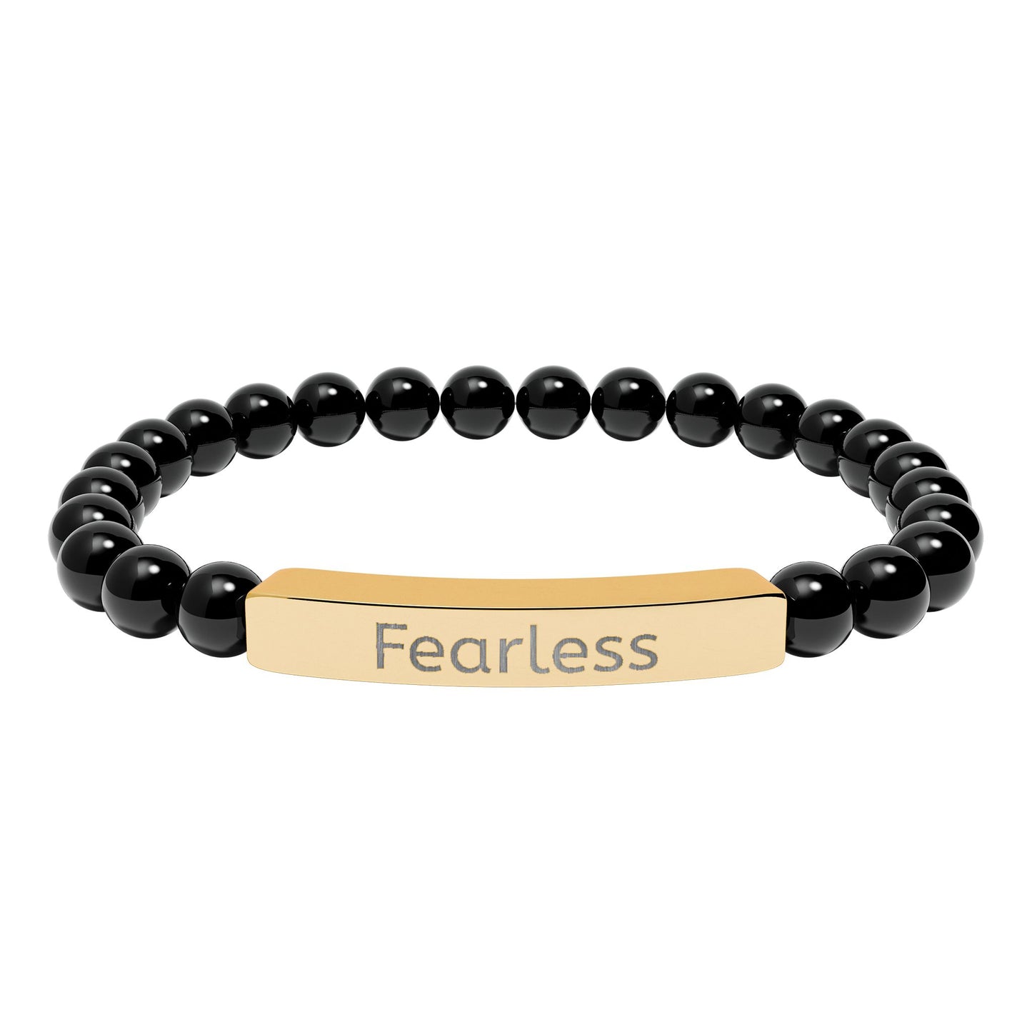 Engraved 'Fearless' Natural Stone Bar Bracelet