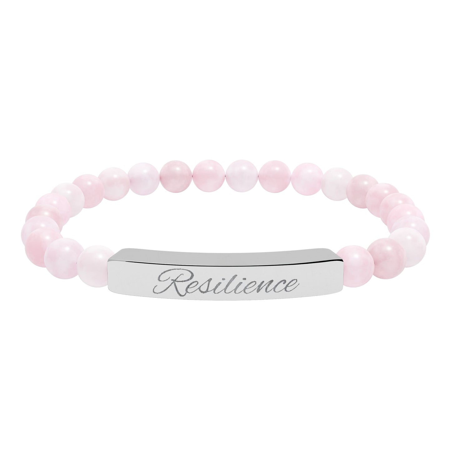 Engraved Natural Stone Stretch Bar Bracelet — Personalized Healing Bead Bracelet