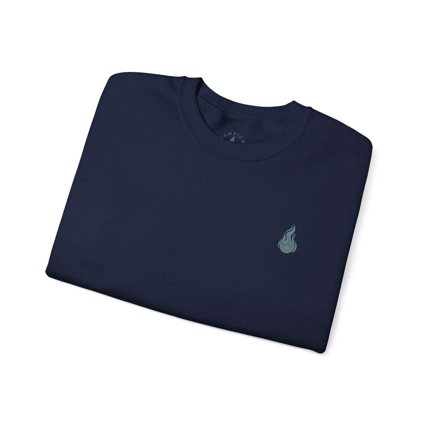 Champion's Spark Crewneck Sweatshirt | scripted back text, flame chest logo