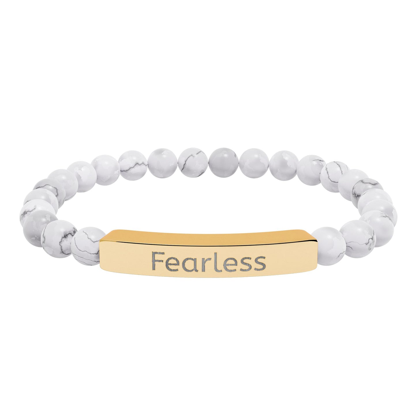 Engraved 'Fearless' Natural Stone Bar Bracelet