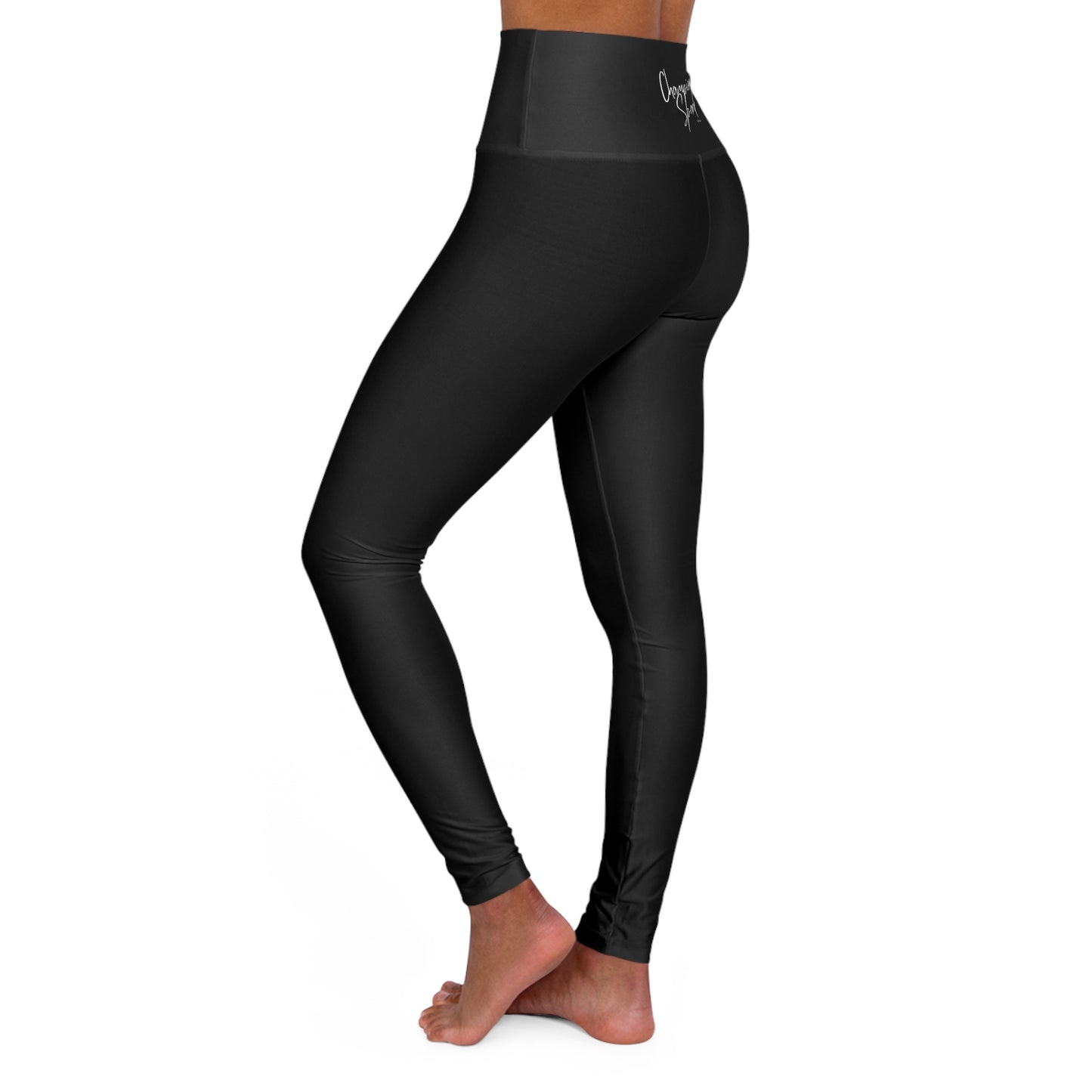 Black High Waisted Yoga Leggings | All-Over Print Athletic Leggings