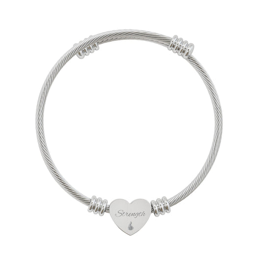 Engravable Heart Cuff Bracelet — Personalized Wire Bangle for Her