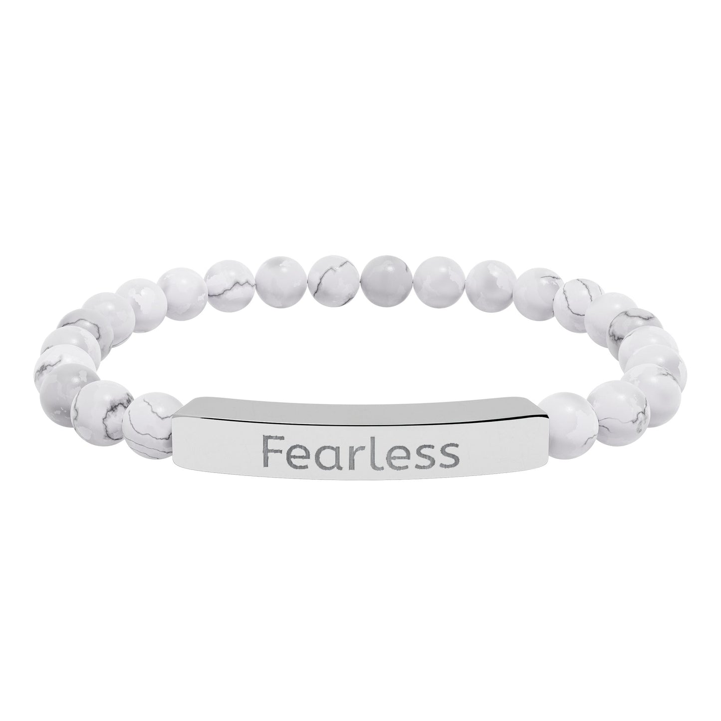 Engraved 'Fearless' Natural Stone Bar Bracelet