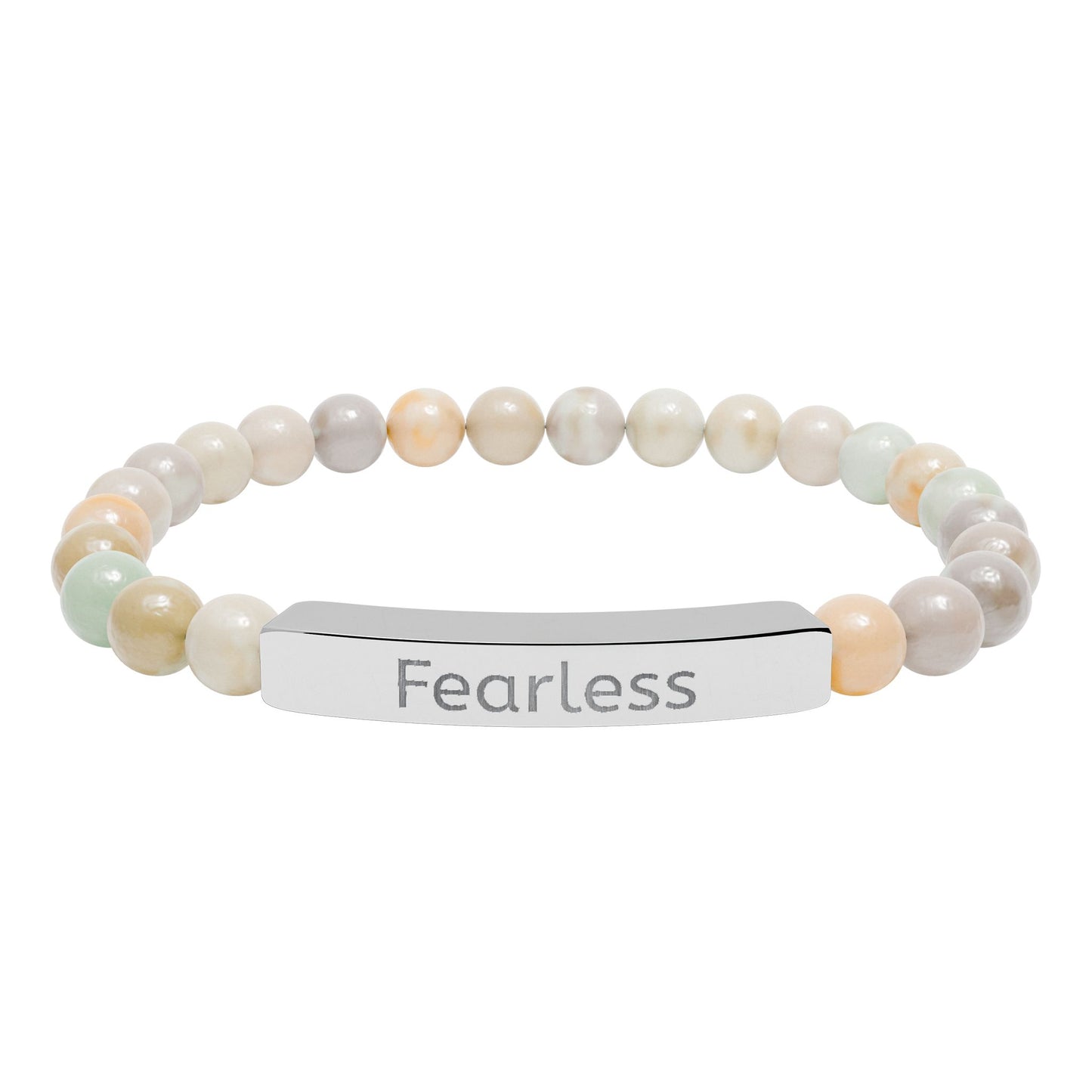 Engraved 'Fearless' Natural Stone Bar Bracelet