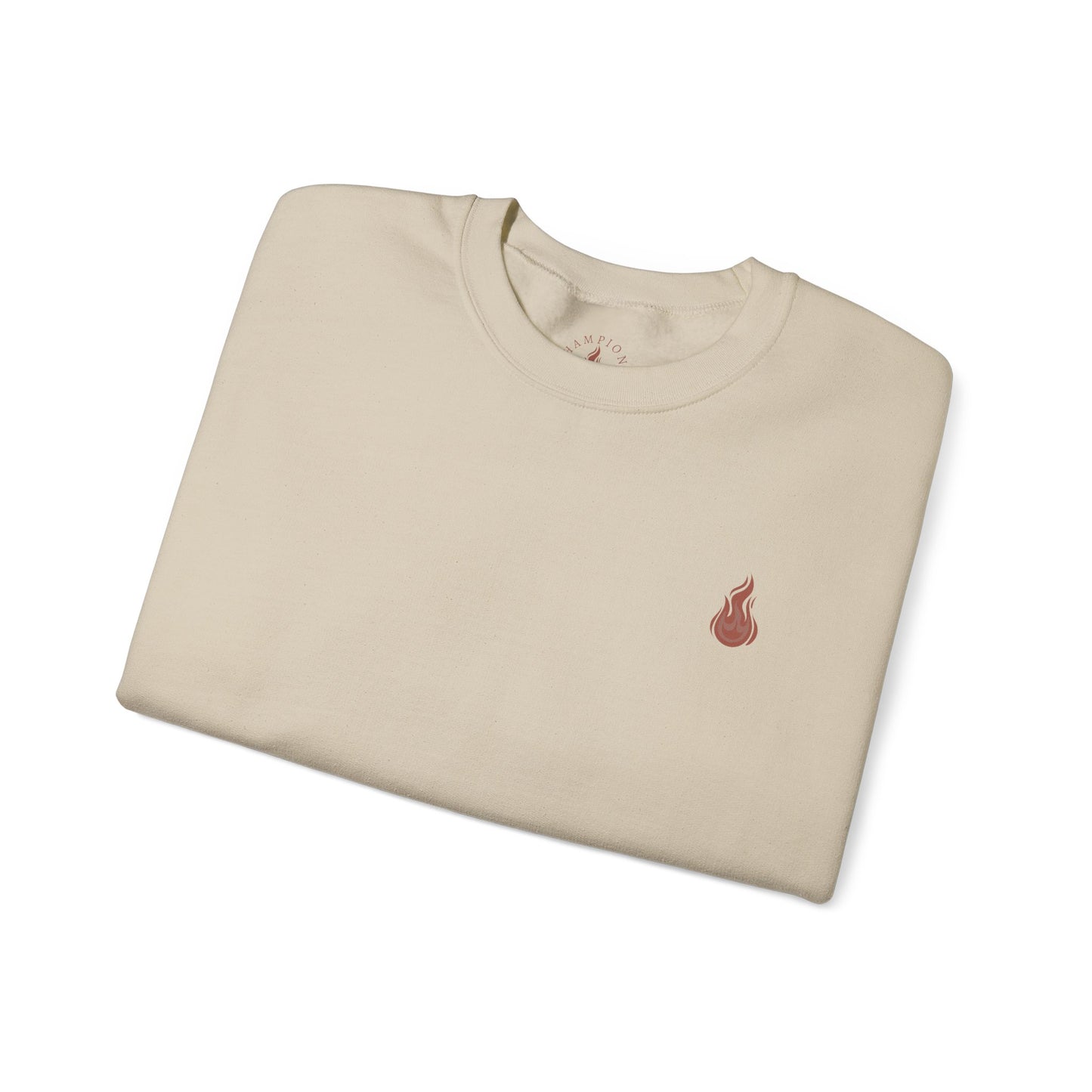 Champion's Spark Crewneck Sweatshirt | scripted back text, flame chest logo