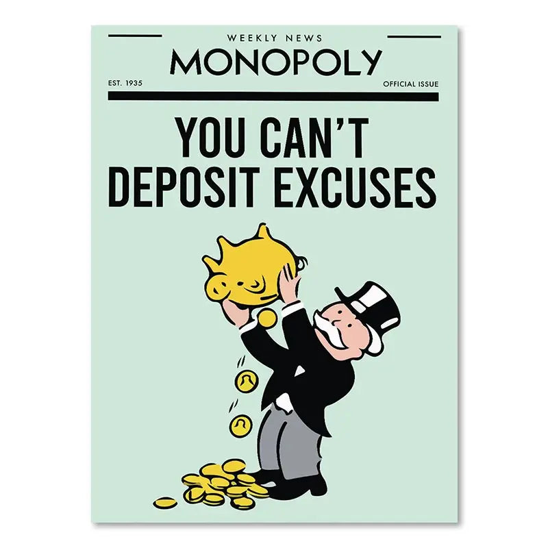 DecorBites™ "Dollar Millionaire Motivational Cartoon Canvas Wall Art"