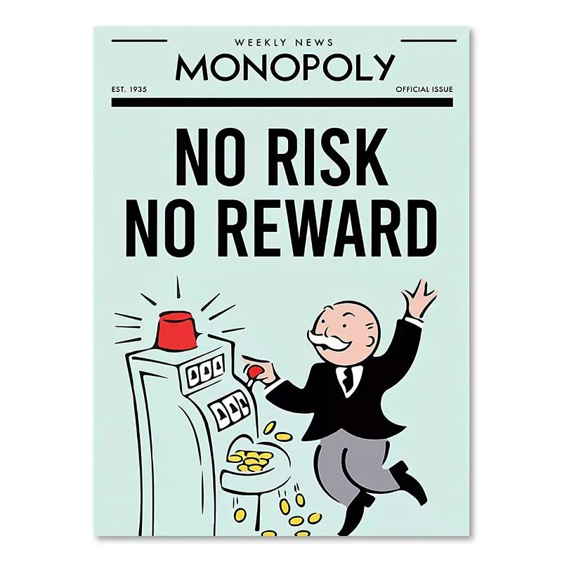 DecorBites™ "Dollar Millionaire Motivational Cartoon Canvas Wall Art"