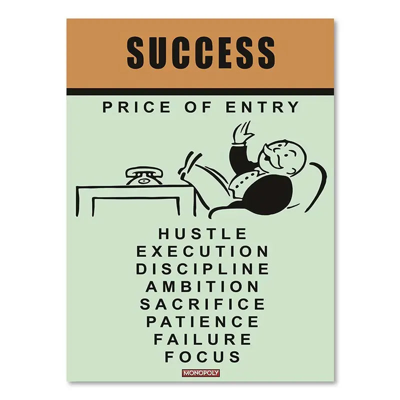 DecorBites™ "Dollar Millionaire Motivational Cartoon Canvas Wall Art"