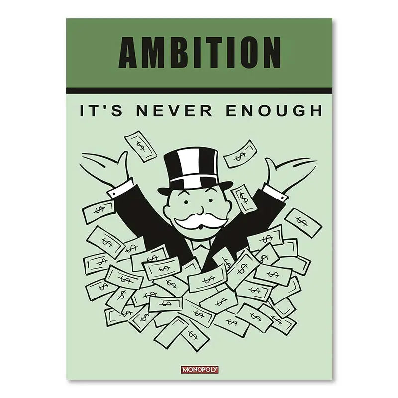 DecorBites™ "Dollar Millionaire Motivational Cartoon Canvas Wall Art"