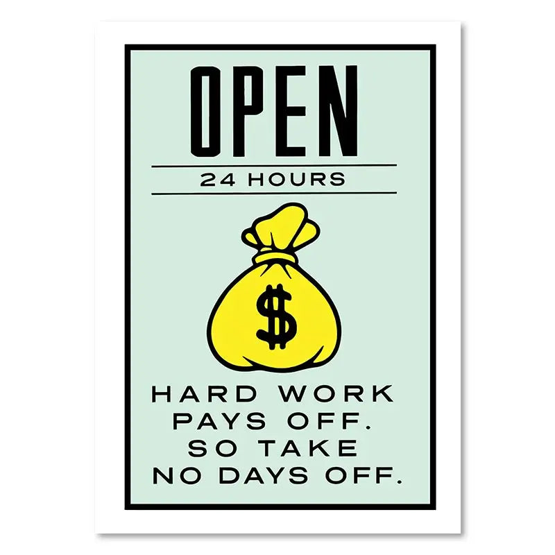 DecorBites™ "Dollar Millionaire Motivational Cartoon Canvas Wall Art"