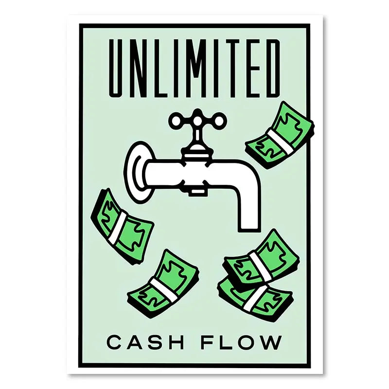 DecorBites™ "Dollar Millionaire Motivational Cartoon Canvas Wall Art"