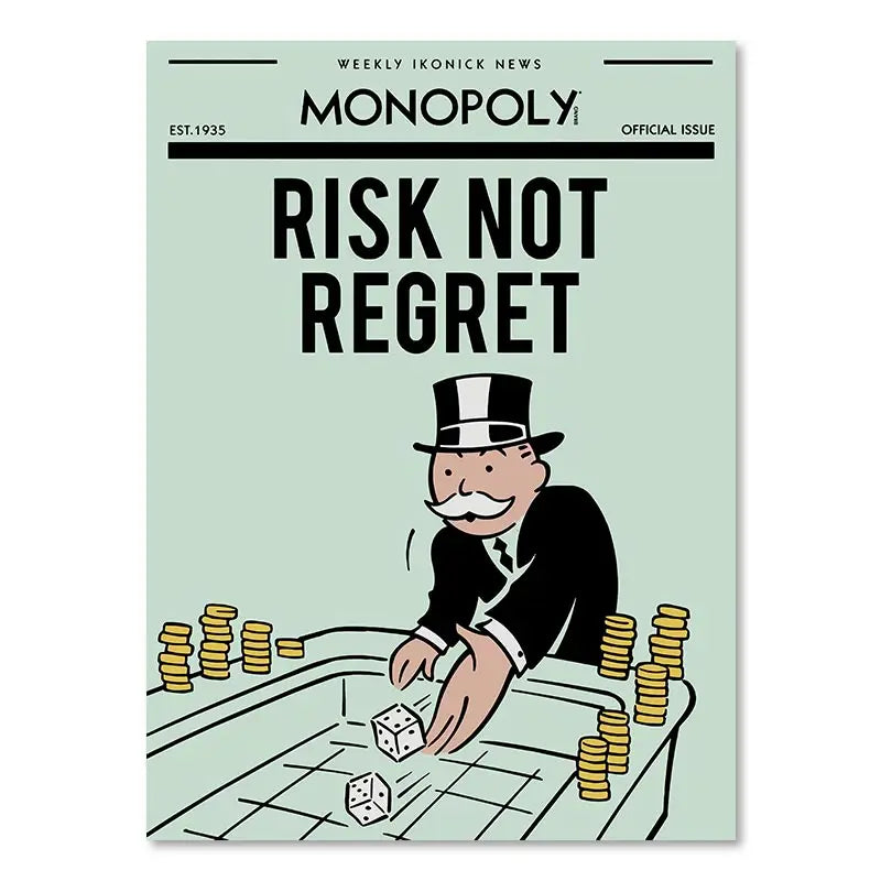 DecorBites™ "Dollar Millionaire Motivational Cartoon Canvas Wall Art"