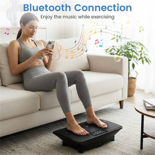 Black Full Body Vibration Plate Exercise Machine, 10 Adjustable Speed Levels with Remote Control & Music Function, 440LBS Weight Capacity