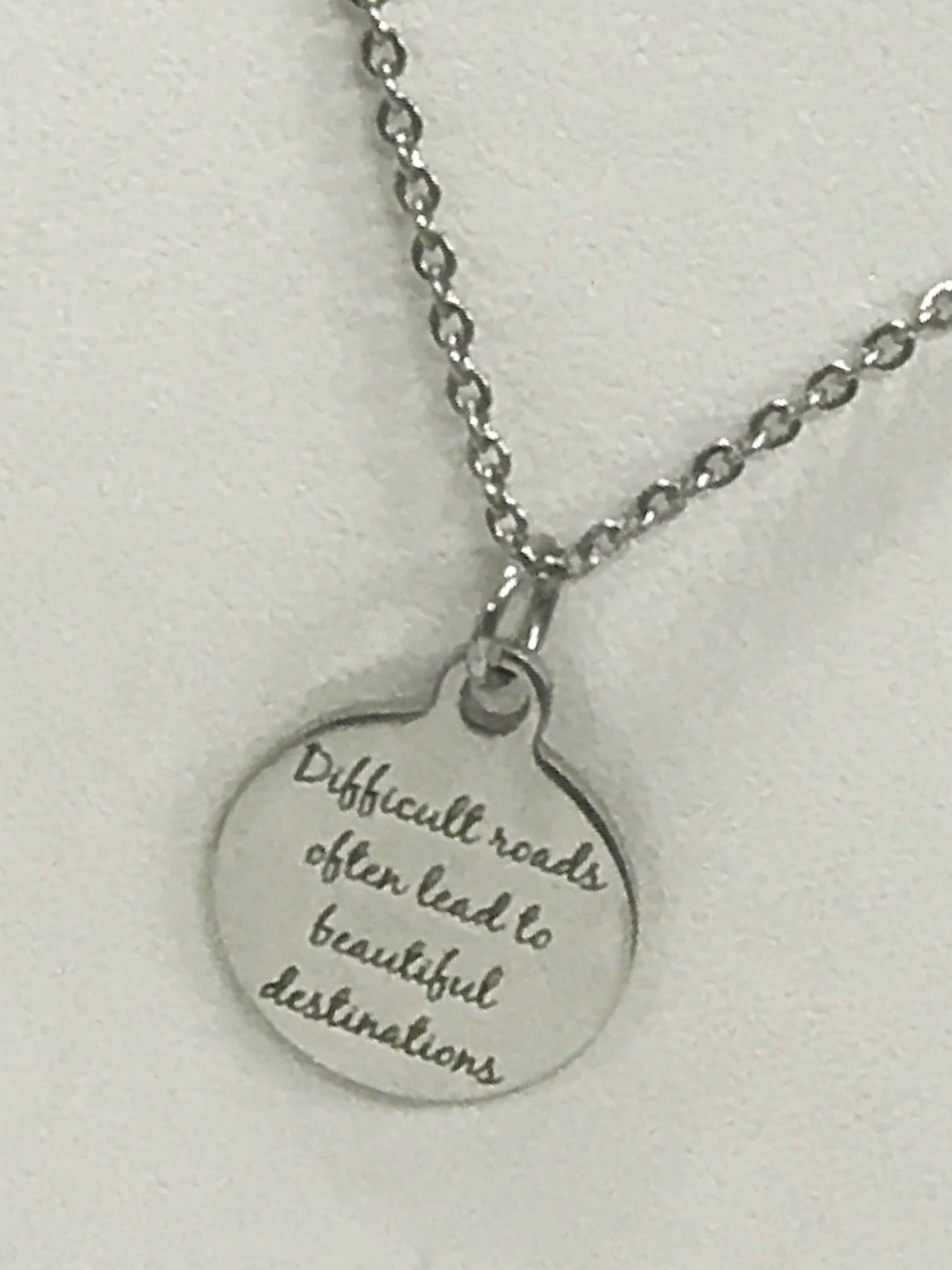 Sympathy Gifts, Difficult Roads Often Lead To Beautiful Destinations Necklace, Motivation Gifts, Sympathy Jewelry, Sympathy Quote Gifts