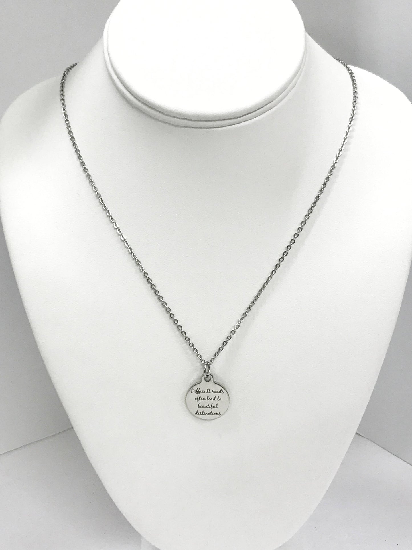 Sympathy Gifts, Difficult Roads Often Lead To Beautiful Destinations Necklace, Motivation Gifts, Sympathy Jewelry, Sympathy Quote Gifts