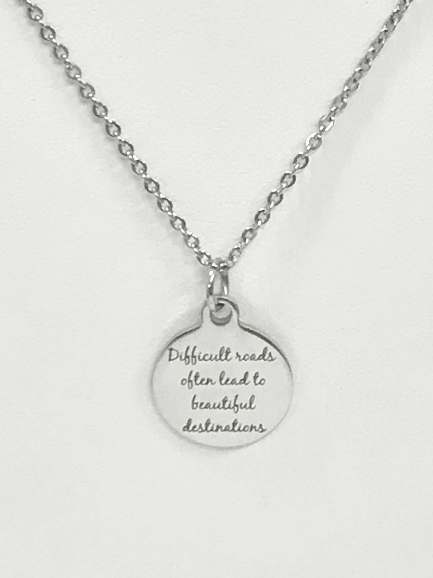 Sympathy Gifts, Difficult Roads Often Lead To Beautiful Destinations Necklace, Motivation Gifts, Sympathy Jewelry, Sympathy Quote Gifts