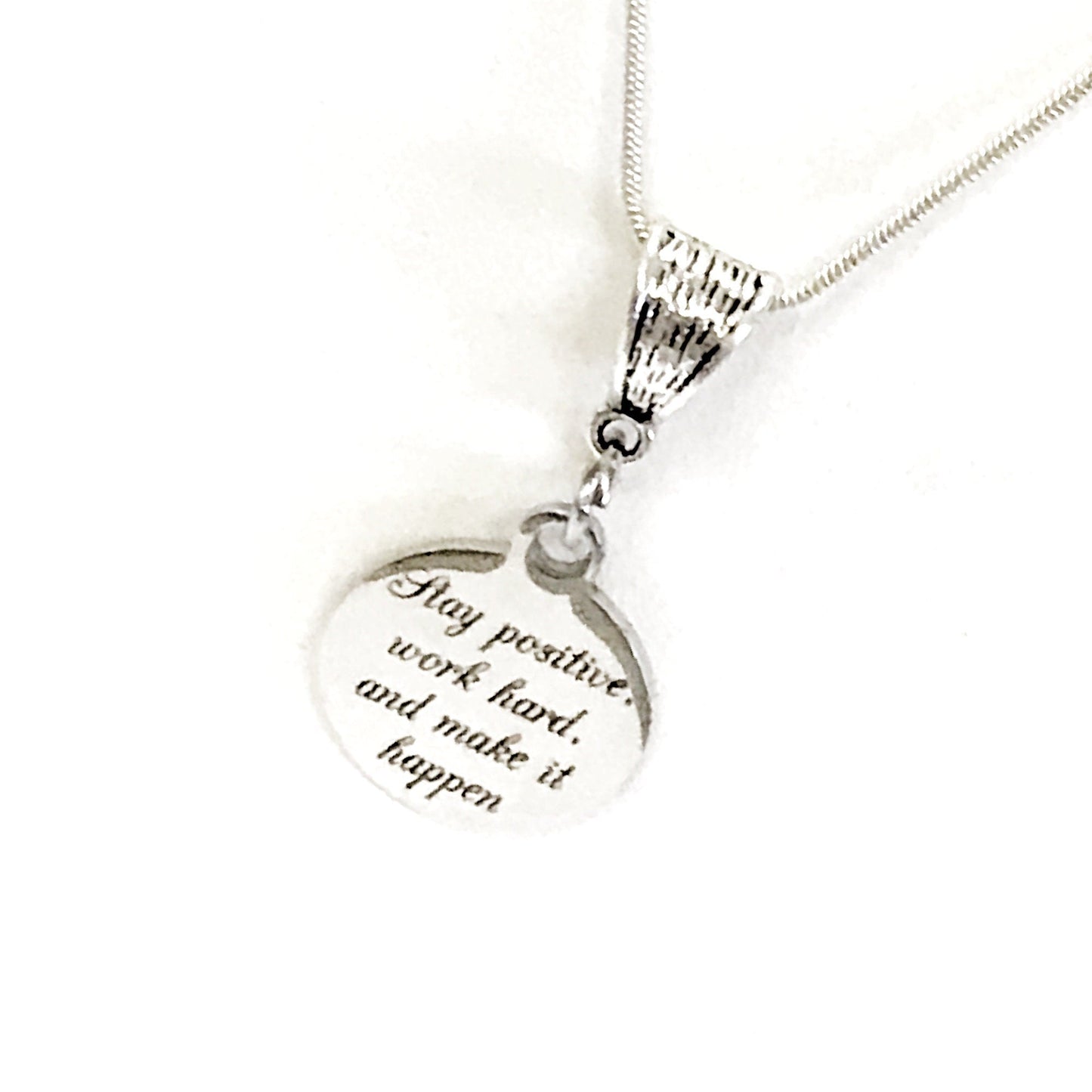 Encouragement Gift, Stay Positive, Work Hard, And Make It Happen Necklace, Encouraging Quote, Encouragement Quote, Encouraging Jewelry