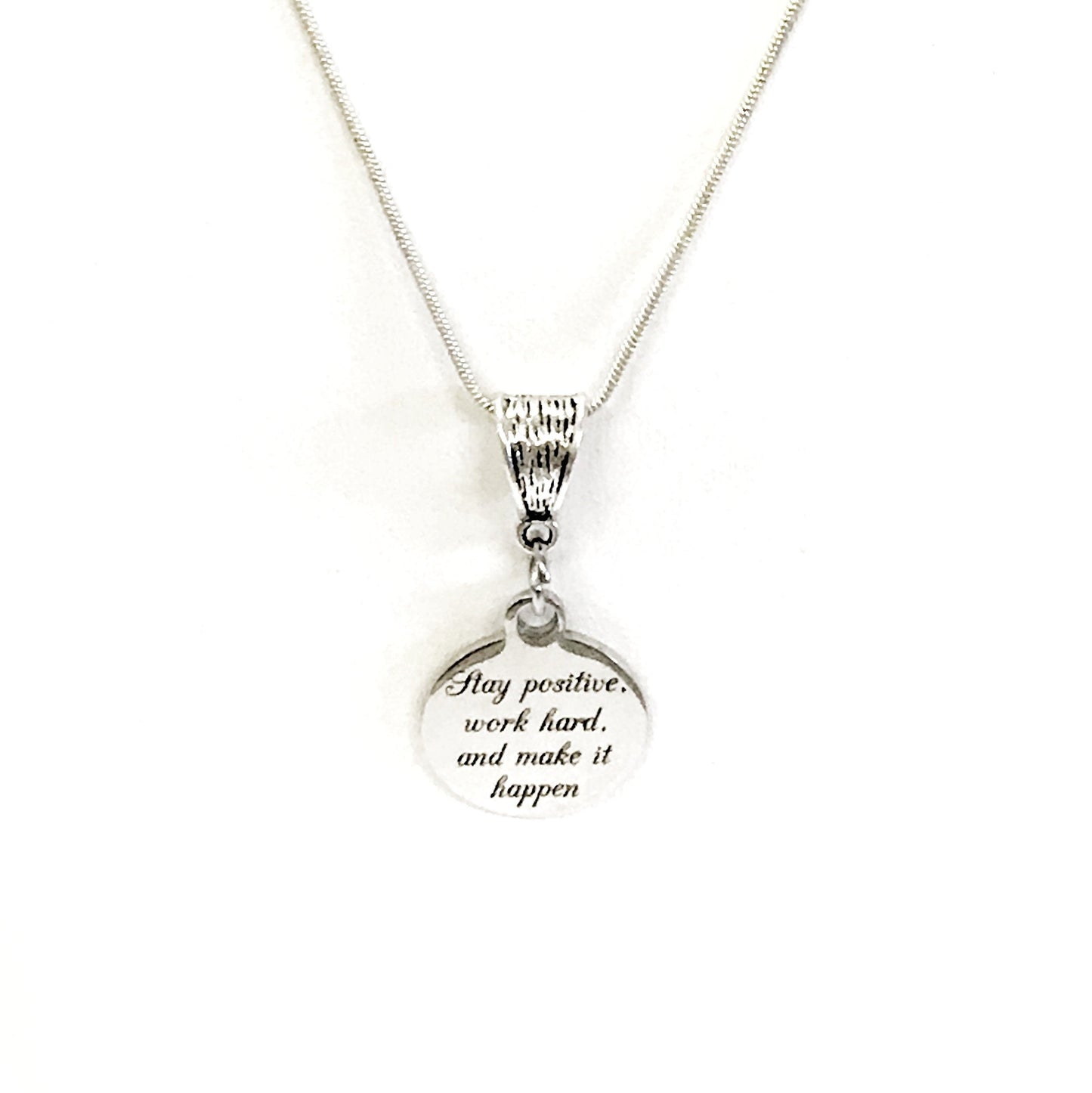 Encouragement Gift, Stay Positive, Work Hard, And Make It Happen Necklace, Encouraging Quote, Encouragement Quote, Encouraging Jewelry