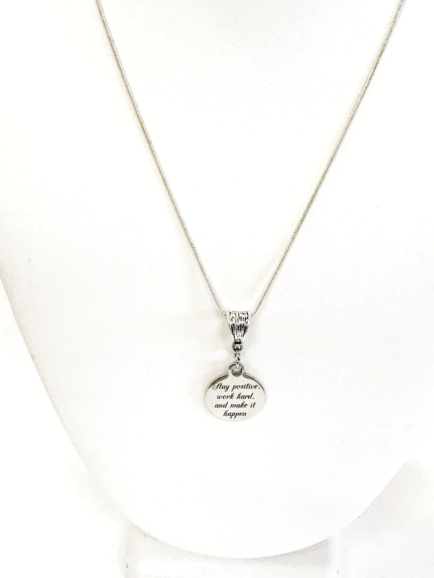 Encouragement Gift, Stay Positive, Work Hard, And Make It Happen Necklace, Encouraging Quote, Encouragement Quote, Encouraging Jewelry