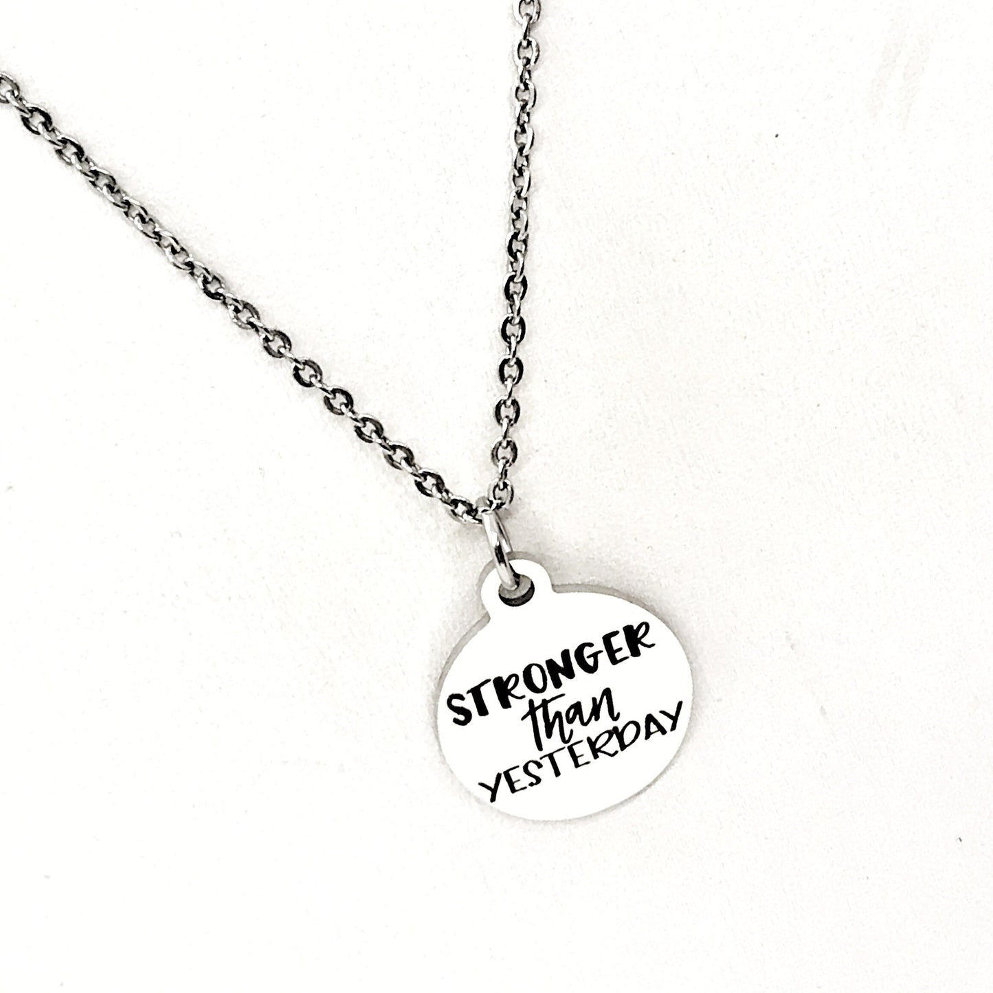 Motivating Gift, Stronger Than Yesterday Necklace, Workout Partner, Exercise Partner, Motivating Quote, Recovery Gift, Recovery Jewelry