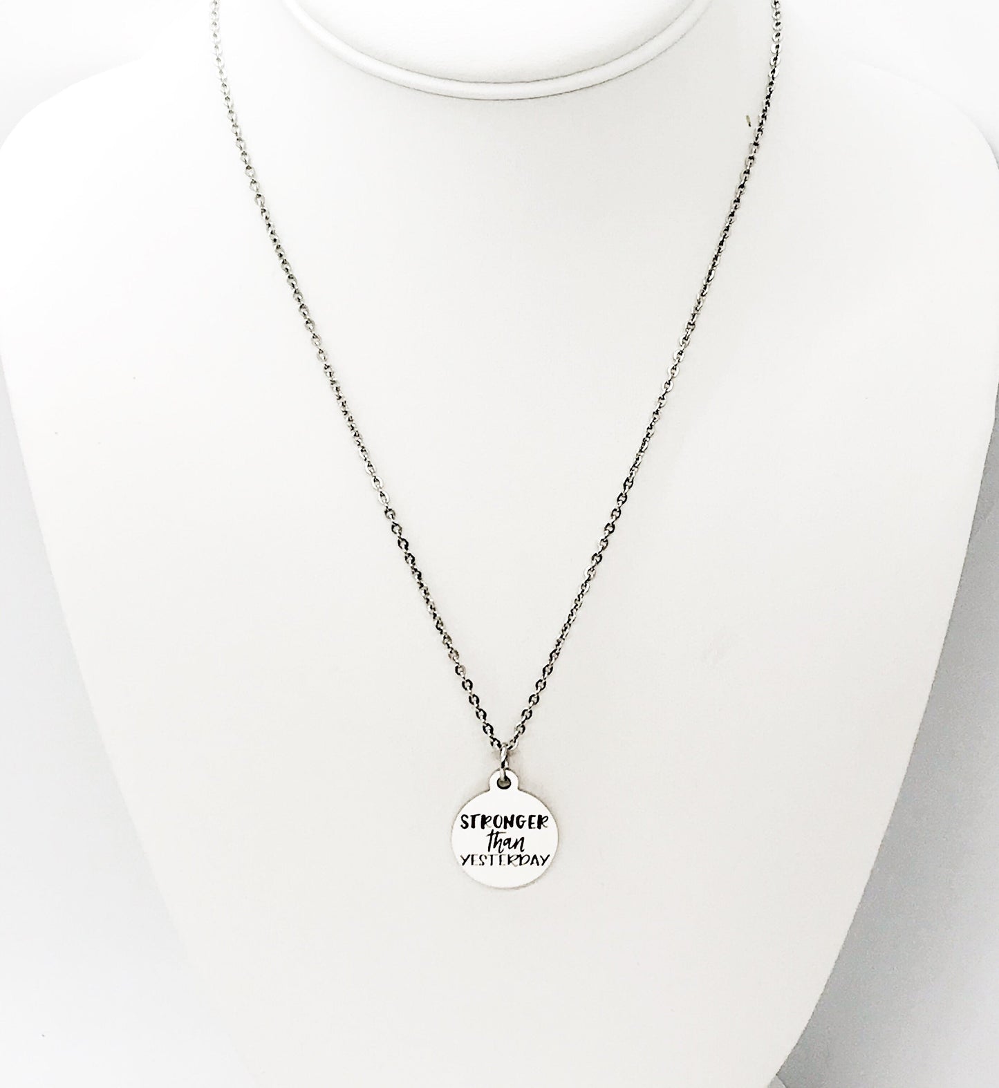 Motivating Gift, Stronger Than Yesterday Necklace, Workout Partner, Exercise Partner, Motivating Quote, Recovery Gift, Recovery Jewelry