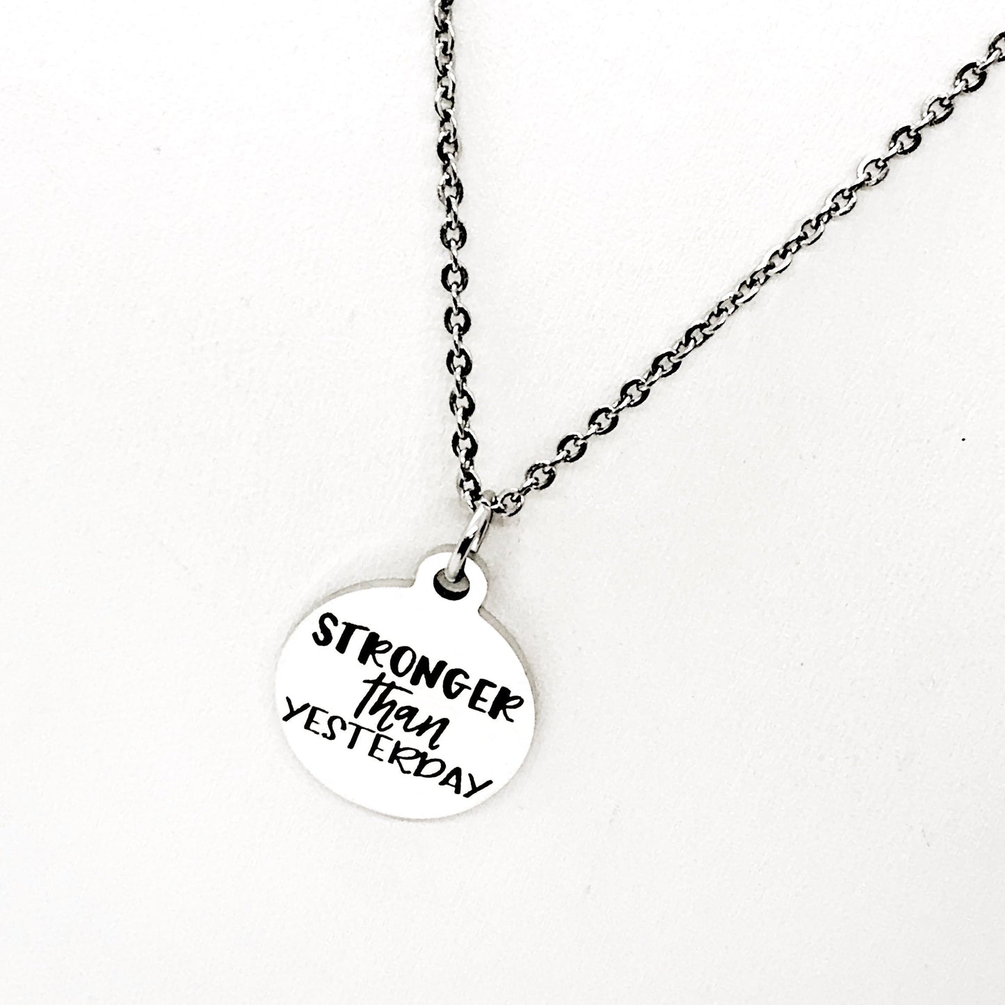Motivating Gift, Stronger Than Yesterday Necklace, Workout Partner, Exercise Partner, Motivating Quote, Recovery Gift, Recovery Jewelry